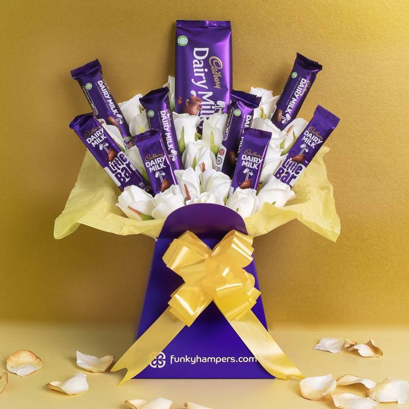 Cadbury Dairy Milk and White Roses Bouquet