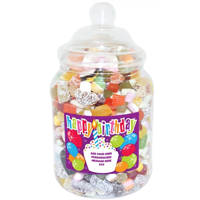 Personalised Birthday Cake Large Sweet Jar