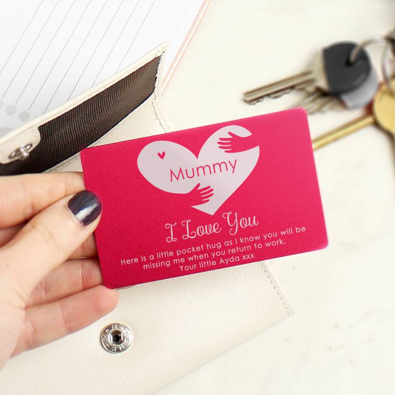 Personalised Pocket Hug Cerise Wallet Card