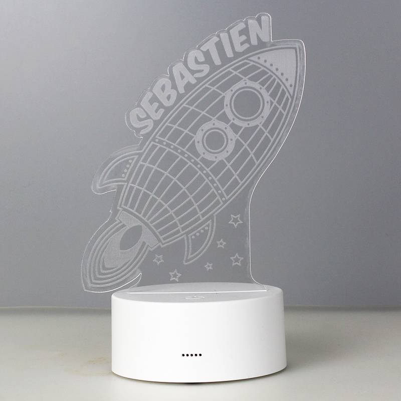 Personalised Rocket LED Colour Changing Wireframe Night Light