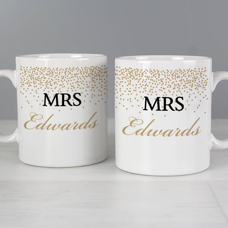 Personalised Gold Confetti Mug Set