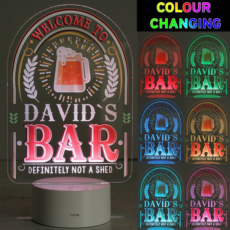 Personalised Welcome To... Bar LED Colour Changing Night Light